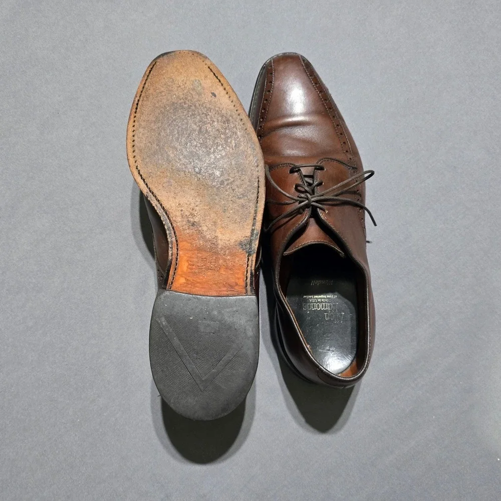 Allen Edmonds Wendell Dress Shoes Mens 9.5 C Brown Leather Brogue Derby Oxfor